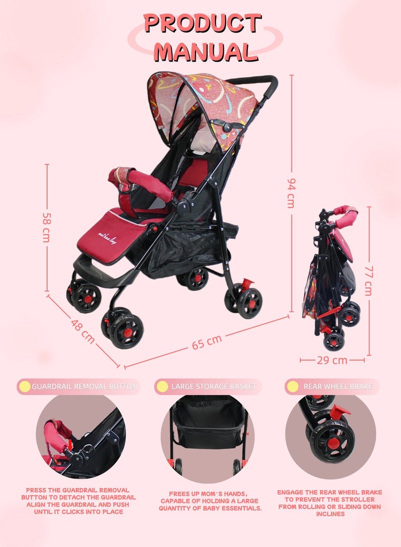 Foldable Ultra Lightweight Travel Stroller with Multi Position Reclining Seat Adjustable Canopy Foldable Storage Basket NO.1102 - Image 2